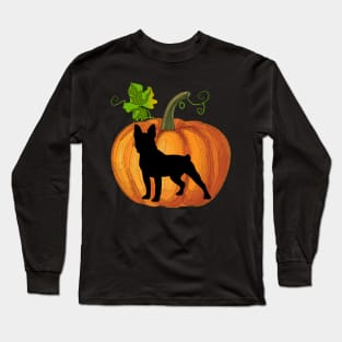 Boston terrier in pumpkin Long Sleeve T-Shirt